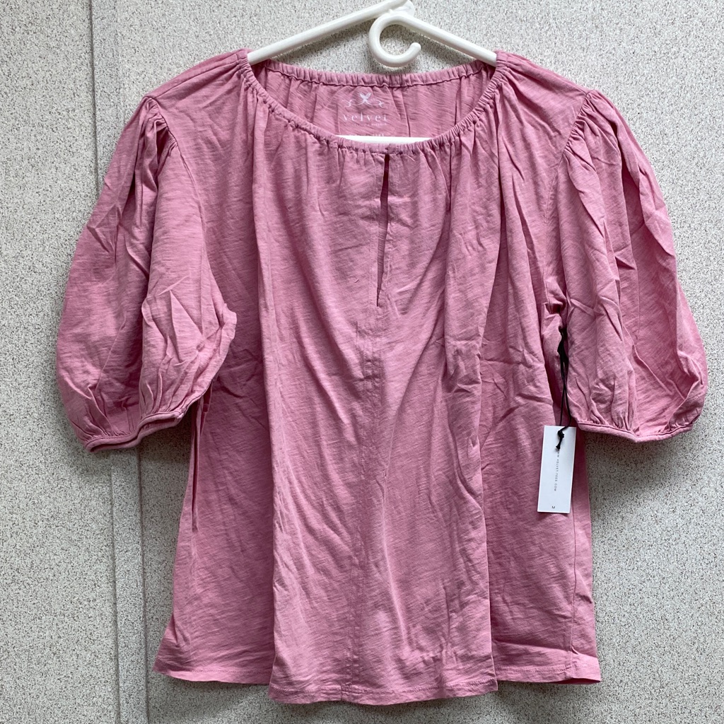Velvet By Graham & Spencer Pink Puff Sleeve Blouse